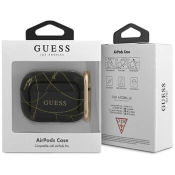 Guess GUACAPTPUCHBK Gold Chain Collection Aizsargapvalks priekš AirPods Pro / melns (GUACAPTPUCHBK)