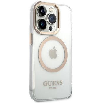 Guess GUHMP14LHTRMD Metal Outline MagSafe Aizsargapvalks priekš iPhone 14 Pro 6,1