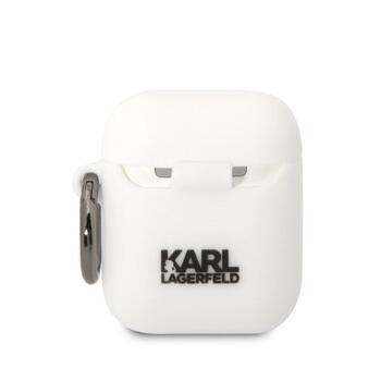 Karl Lagerfeld KLA2RUNIKH Aizsargapvalks priekš AirPods 1/2 Silicone Karl Head 3D / balts (KLA2RUNIKH)