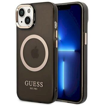 Guess GUHMP14SHTCMK Hardcase Gold Outline Translucent MagSafe Aizsargapvalks priekš iPhone 14 / 15 / 13 6.1