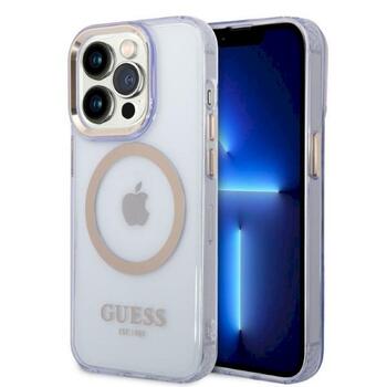 Guess GUHMP14XHTCMU Hardcase Gold Outline Translucent MagSafe Aizsargapvalks priekš iPhone 14 Pro Max 6,7