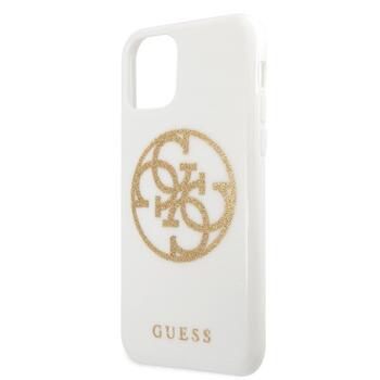 Guess GUHCN65TPUWHGLG Glitter 4G Circle Logo Aizsargapvalks priekš iPhone 11 Pro Max / balts (GUHCN65TPUWHGLG)