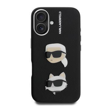 Karl Lagerfeld Grained PU K&CH Heads Case Чехол для Apple iPhone 16 (KLHCP16SPSFDHPK)