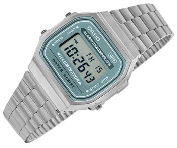 CASIO VINTAGE A168WA-3AYES Vīriešu pulkstenis / sudraba/zaļš (A168WA-3AYES)
