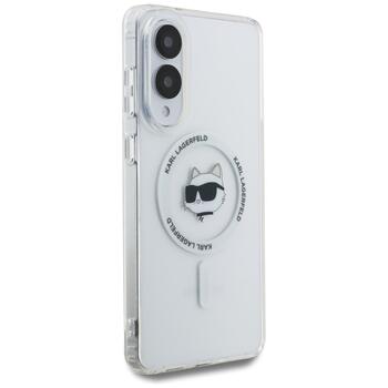 Karl Lagerfeld Button Choupette Head Printed Logo MagSafe Защитный чехол для Samsung Galaxy S25 Edge / белый (KLHMS25EHLSCHH)