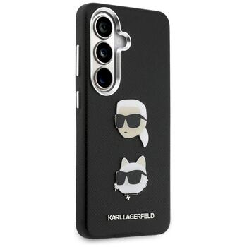 Karl Lagerfeld Saffiano Double Heads Metal Aizsargapvalks priekš Samsung Galaxy S26 / melns (KLHCS26SPSFDHPOK)