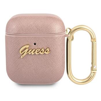 Guess GUA2SASMP AirPods cover Saffiano Script Metal Collection Защитный чехол для AirPods / розовый (GUA2SASMP)