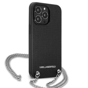 Karl Lagerfeld KLHCP13LPMK Leather Textured and Chain Aizsargapvalks priekš iPhone 13 Pro / 13 6,1