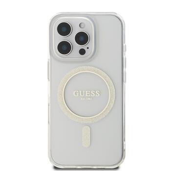 Guess IML Glitter Ring MagSafe Case Защитный чехол для iPhone 16 Pro / прозрачный (GUHMP16LHFGERET)