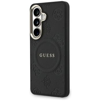 Guess Saffiano Peony Embossed Ring MagSafe Case Защитный чехол для Samsung Galaxy S26 / чёрный (GUHMS26SPSAMSECK)