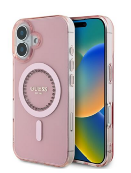 Guess IML Rhinestones MagSafe Case Aizsargapvalks Priekš Apple iPhone 16 (GUHMP16SPFTDTEP)
