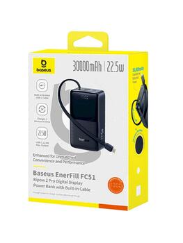 Baseus EnerFill FC51 Bipow 2 Pro Power Bank Портативный аккумулятор 22.5W 30000mAh / космический чёрный (E0028100)
