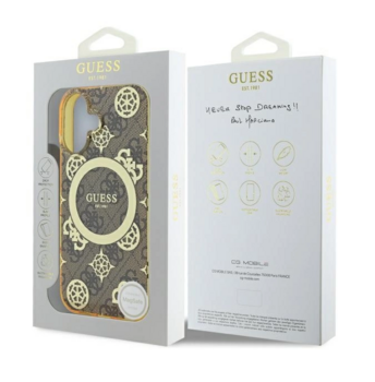 Guess IML Peony On 4G Background MagSafe Aizsargapvalks Priekš Apple iPhone 16 (GUHMP16SH4PYEEW)