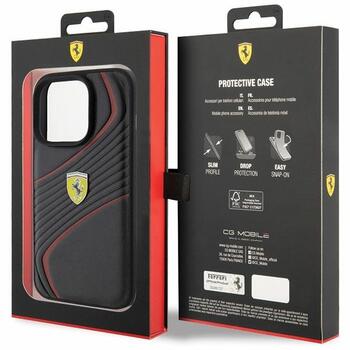 Ferrari Twist Metal Logo Back Case Aizsargapvalks Priekš Apple iPhone 15 Pro (FEHCP15LPTWK)