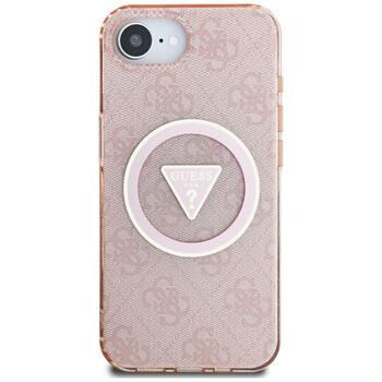 Case Guess IML Metal Glitter 4G Circle Triangle MagSafe Защитный чехол для iPhone 16e / 17e / розовый (GUHMPSE4HG4PRTGP)