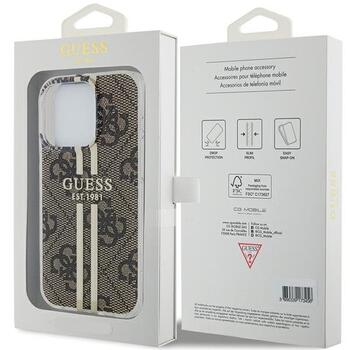 Guess GUHCP15LH4PSEGW Hardcase IML 4G Gold Stripe Aizsargapvalks priekš iPhone 15 Pro 6.1