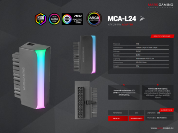 Mars Gaming MCA-L24 ATX 24pin 90° Adapter with ARGB (MCAL24)