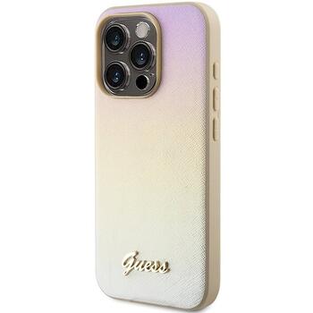 Guess GUHCP15LPSAIRSD Saffiano Iridescent Script Aizsargapvalks priekš iPhone 15 Pro 6.1
