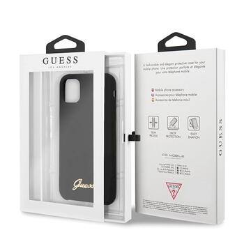 Guess GUHCN65LSLMGBK Silicone Vintage Gold Logo Aizsargapvalks priekš iPhone 11 Pro Max / melns (GUHCN65LSLMGBK)