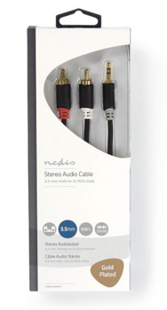 Nedis Audio vads 3.5 mm -> 2x RCA 2m Melns (CABW22200AT20)