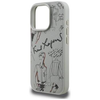 Karl Lagerfeld Grained Pattern & Logo MagSafe Case Защитный чехол для iPhone 16 Pro / серый (KLHMP16LPGGRMPKG)