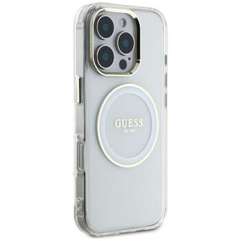 Guess IML Metal Colored Circle Classic Logo MagSafe Aizsargapvalks priekš iPhone 16 Pro Max / balts (GUHMP16XHTDRCEDH)