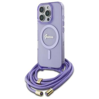 Guess GUHMP16XHCTSGNSU Hardcase Crossbody Cord Script MagSaf Aizsargapvalks priekš iPhone 16 Pro Max 6.9