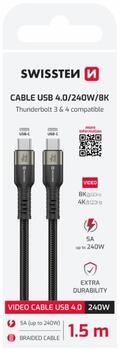 Swissten TB3 & TB4 / USB 4.0 / 8K@60Hz / 40 Gb/s / 240W USB-C Datu un Video kabelis 1.5m (72501204)