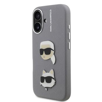 Karl Lagerfeld Grained PU K&CH Heads Case Чехол для Apple iPhone 16 (KLHCP16SPSFDHPG)