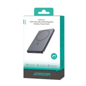 Joyroom JR-PBM08 Power Bank Magnetic Wireless Charging MagSafe Зарядная батарея 20W C+Lightning PD 20W 5000mAh с кабелем Type-C - Type-C / серый (JR-PBM08-GRY)