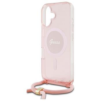 Guess GUHMP16SHCTSGNSP Hardcase Crossbody Cord Script MagSafe Защитный чехол для iPhone 16 6.1