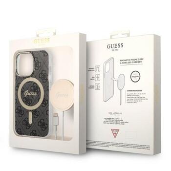 Guess Set GUBPP13LH4EACSK Case+ Charger Aizsargapvalks priekš iPhone 13 Pro / melns (GUBPP13LH4EACSK)
