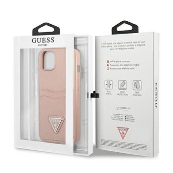 Guess GUHCP13SPSATPP Saffiano Triangle Logo Cardslot Защитный чехол для iPhone 13 mini 5,4
