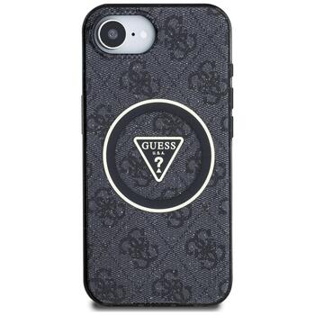 Case Guess IML Metal Glitter 4G Circle Triangle MagSafe Aizsargapvalks priekš iPhone 16e / 17e / melns (GUHMPSE4HG4PRTGK)