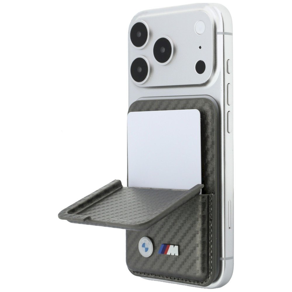 BMW M Carbon Wallet Case Metal Logos MagSafe Telefona maciņš ar rāvējslēdzēju / antracīts (BMOWMCS26PCILA)