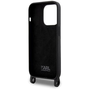 Karl Lagerfeld Crossbody Silicone Choupette Back Case Aizsargapvalks Priekš Apple iPhone 15 Pro Max (KLHCP15XSCBSCNK)