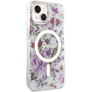 Guess GUHMP14MHCFWST Hardcase Flower MagSafe Aizsargapvalks priekš iPhone 14 Plus / 15 Plus 6.7