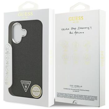 Case Guess Glitter Triangle Logo MagSafe Aizsargapvalks priekš iPhone 17 / melns (GUHMP17SPFGTSCMK)