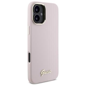 Guess GUHCP16SSMBSLP Silicone Script Metal Logo & Frame Защитный чехол для iPhone 16 6.1