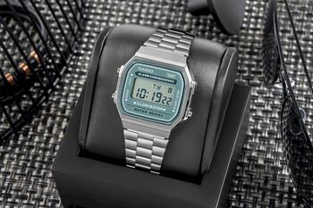 CASIO VINTAGE A168WA-3AYES Vīriešu pulkstenis / sudraba/zaļš (A168WA-3AYES)