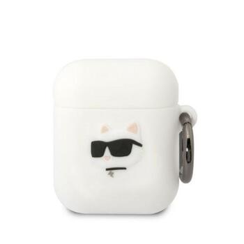 Karl Lagerfeld KLA2RUNCHH Silicone Choupette Head 3D Aizsargapvalks priekš AirPods 1/2 / balts (KLA2RUNCHH)