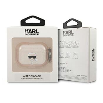 Karl Lagerfeld KLAPUKHGD Aizsargapvalks priekš AirPods Pro / gold Glitter Karl`s Head (KLAPUKHGD)