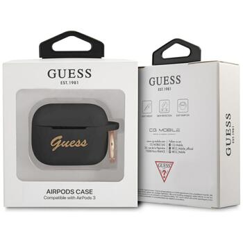 Guess GUA3SSSK AirPods 3 cover Silikona aizsargapvalks priekš AirPods 3 Vintage Script / melns (GUA3SSSK)
