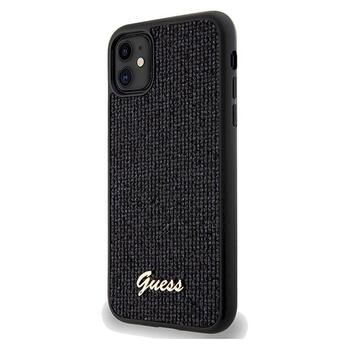 Guess GUHCN61PMSDGSK Hardcase Disco Metal Script Aizsargapvalks priekš iPhone 11 / Xr 6.1