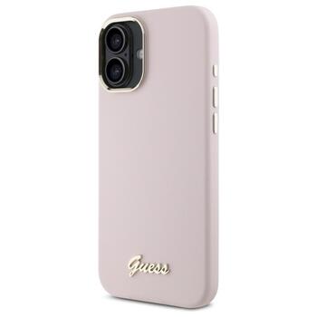 Guess GUHCP16MSMBSLP Silicone Script Metal Logo & Frame Защитный чехол для iPhone 16 Plus 6.7