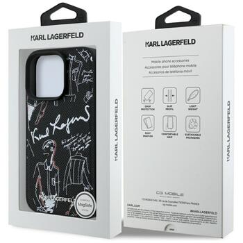 Karl Lagerfeld Grained Pattern & Logo MagSafe Защитный чехол для iPhone 16 Pro Max / чёрный (KLHMP16XPGGRMPK)
