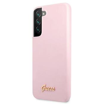 Guess GUHCS22MLSLMGLA Hardcase Silicone Script Metal Logo Aizsargapvalks priekš Samsung Galaxy S22+ S906 / lavandas (GUHCS22MLSLMGLA)