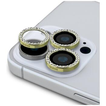 Guess BP Rhinestone 2-in-1 Set Защитное стекло для экрана и камеры iPhone 16 Pro Max / золотой (GUBPP16XSPCLGGD)