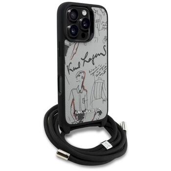 Karl Lagerfeld Crossbody Grained Pattern & Logo Case Защитный чехол для iPhone 16 Pro / серый (KLHCP16LPGGRMPCG)