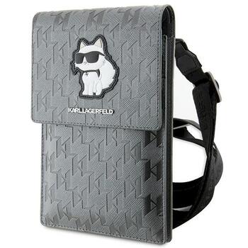 Karl Lagerfeld Torebka KLWBSAKHPCG Saffiano Monogram Choupette Telefona maciņš / sudraba (KLWBSAKHPCG)